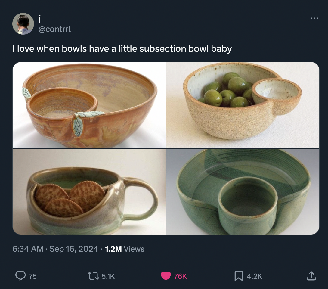 ceramic - j I love when bowls have a little subsection bowl baby 1.2M Views 75 76K